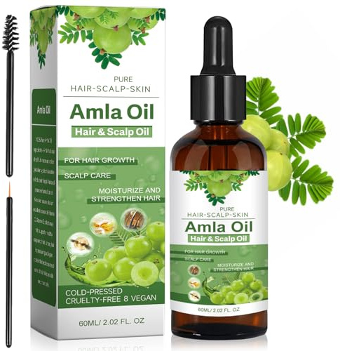 Amla Haaröl 60ml Haarpflege Öl für Kopfhaut & trockenes Haar Pflege, natürliches Haaröl gegen krauses Haar, Glanz & Geschmeidigkeit