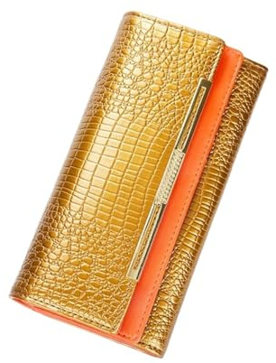 LEJDI Geld-Organizer, Geldklammern, Geldbörsen for Damen, Portemonnaies, Abendtaschen, Kartenetuis aus echtem Leder(Gold)