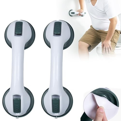 UISEBRT Haltegriffe für senioren 2 Stück Haltegriff dusche ohne bohren Duschgriff mit Saugnapf Mobile Badewannengriff Duschgriff für Senioren Dusche Badewanne Bad