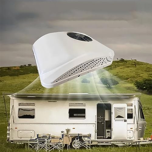 Climatiseur de toit pour camping-car Climatiseur pour camping-car 12 V/24 V Caravane RV Camion Parking Électrique Alimenté par batterie, Chauffage et refroidissement Climatiseur combiné ave