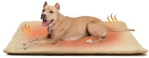 GingerUPer Tapis Chien & Chat - Couverture chauffante Chien et Chat - Matelas Douillet et pour Animaux de Compagnie - Moelleux et Chaud - Couverture Thermique antidérapante - 60 x 90 cm