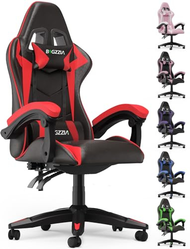 Racingreat Gaming Chair, Ergonomic Computer Racing Chair with Headrest and Lumbar Support, PU Leather High Back Height Adjustable Swivel Game Chairs for Adults (Without Footrest, Red)