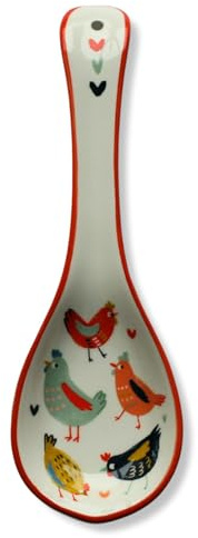Repose Cuillère Poules Blédine - en Faïence - 23 x 8 cm
