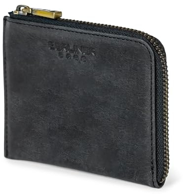 Berliner Bags Münzbörse Mark aus Leder, Kleingeldbörse | Klein Münzbeutel, YKK-Reißverschluss, Platz für Münzen, Karten und Banknoten, Coin Purse Leder für Damen und Herren