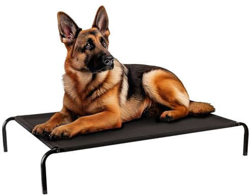 Petsona Dog & Cat Bed - Elevated, Chew Proof, And Durable - Raised Dog Bed For Large Dogs - Comfortable Pet Hammock For Ultimate Relaxation, Black