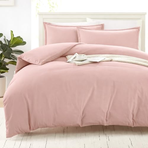 100% Organic Cotton Duvet Cover Set - Double Size, 3-Piece Bedding Set, Soft Breathable Fabric, 1 Duvet Cover 200 x 200 cm with Button Closure and 2 Pillow Shams - Comforter Not Included - Sepia Rose