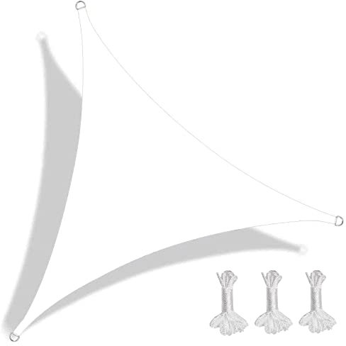 Vela parasole triangolare impermeabile, resistente, 3,8 x 3,8 x 3,8 m, per esterni, impermeabile, per serra, giardino, balcone, protezione UV e vela ombreggiante resistente al vento