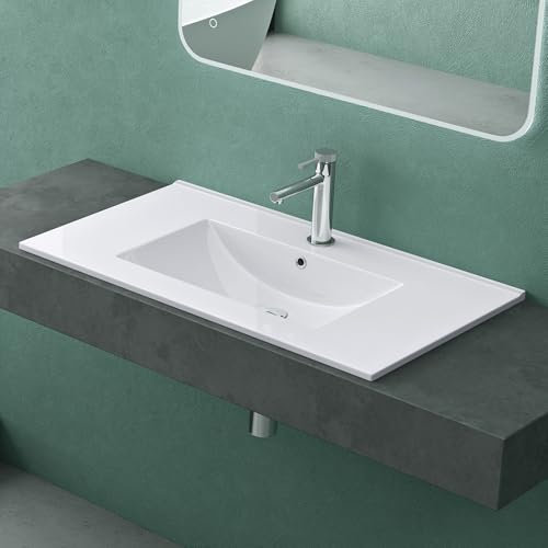 Mai & Mai Lavabo Incasso 81x47x18cm, Lavabo Sottopiano Lavandino Bagno in Ceramica Bianca Nano Rivestimenti Brüssel912
