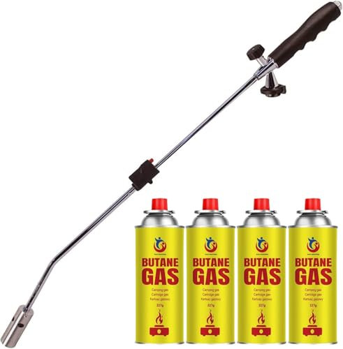 Easy Shopping® Weed Wand Garden Weed Burner With 4 Gas Canisters Butane Gas 227g each, Blowtorch Garden Torch Weeds Killer Burner BBQ Grill