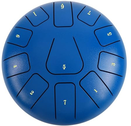 SQSXCKIQ Handpan-Trommeln für Erwachsene, 8-Zoll-Stahlzungentrommel, 11-Noten-Handpan-Trommel mit Trommelschlägel, Fingerpicks, Percussion für Meditations-Yoga (DUNKELBLAU)