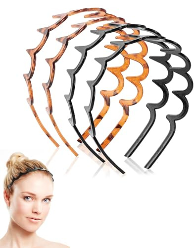 TPZORJX 4-teiliges gezahntes Stirnband Haarnetz Haarnetz für Sport, Fitness, den täglichen Gebrauch, Damen und Mädchen