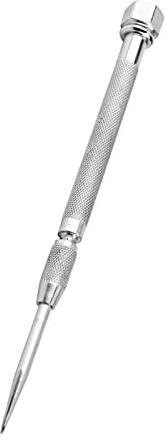 Fyearfly Carbide Scribing Pen, Cemented Carbide Tip 55Hrc Portable Punching Pocket Scriber Needle With Anti-Slip Texture, for Ceramics, Wood, Plastic, Glass (Silver)