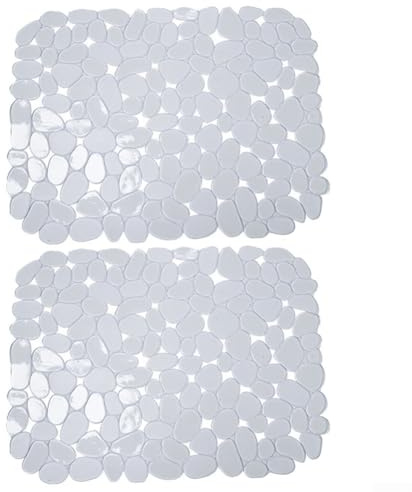 Set di tappetini per lavello da cucina, confezione da 2 tappetini antiscivolo in PVC, struttura a ciottoli per una protezione efficace del lavandino, facili da mantenere (trasparente)
