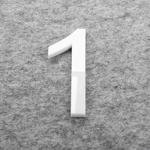 Self Adhesive House Numbers Stickers 2/3/4 Inch Modern Acrylic Door Number Gold/Silver/Black/White Address Mailbox Sign, for Wall Decor Hotel Apartment Cafe Room Yard Office Garden Street(White 1,4In)