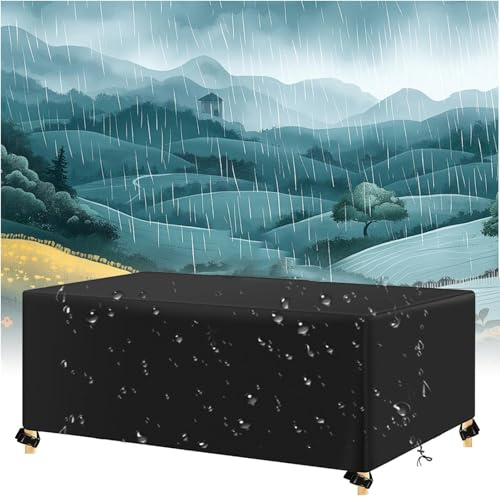AJALGZ Housses pour Salons de Jardin 112x112x75cm/LxWxH Tissu Oxford 420D Housse de Protection pour Table et chaises Imperméable, Coupe, Vent, Toutes Les Tailles sur Mesure, Noir