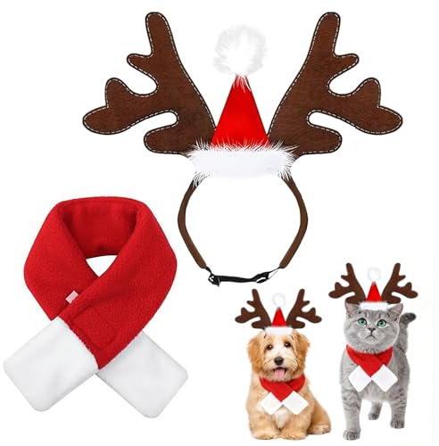 Weihnachten Haustier Stirnband,Katze Hund Stirnband,Rentier Geweih,Rentier Haarreif Für Haustiere,Elch Kopfbedeckung