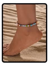 Dishowme Bracelet de cheville bohème avec perles de coquillages et étoiles - Chaîne de pied colorée - Perles synthétiques hawaïennes - Pour l'été, la plage, les pieds nus - Bijoux pour femme