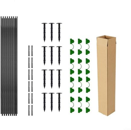 Alanmoship Kit för trädgårdsringar för växtskydd och frostskydd, med glasfiberstänger, anslutningar, trädgårdsklämmor för markspikar, för upphöjda sängar tunnlar klätterväxter (18 stycken)