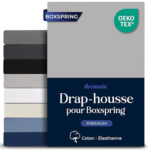 Dreamzie - Spannbettlaken Boxspringbett - 180x200 - Baumwolle Elasthan | Grau · 35cm Hoch · Oeko-Tex zertifiziert · Elastikband · Spannbetttücher für Hohe Matratzen