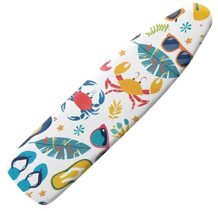 Copri Asse da StiroStampa Colorata Copriasse da Stiro Riflettente al Calore per Stiratura Rapida Mollettone Copertura Copri Ferro da Stiro Universale Montaggio Facile 120x40cm