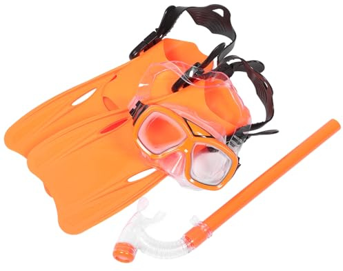 PHENOFICE Schnorchelausrüstung im Sommer mit Ergonomischem Mundstück Satz und Kunststoffmaterial Tragbare Schnorchelmaske und Flossen für Anfänger und Wassersport