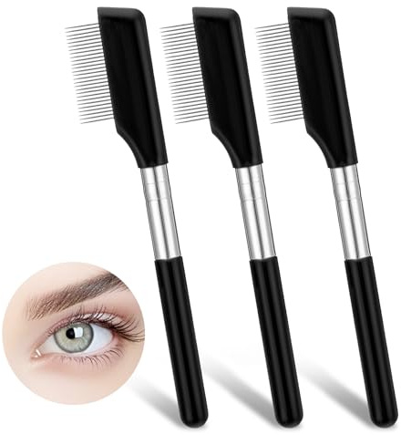 Lot de 3 peignes à sourcils, séparateur de cils et brosse à sourcils, dents fines pour enlever les grumeaux de cils, outil de toilettage quotidien pour la maison et le salon de beauté