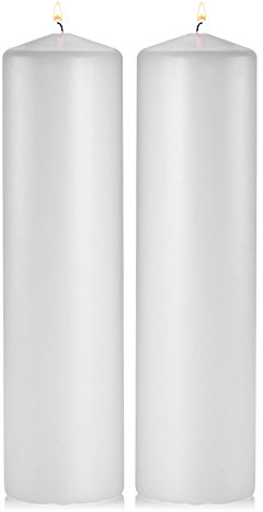 White Pillar Candles - Set of 2 Unscented Pillar – 3x12 inches for Wedding Centerpiece Candle, Home Decor and Holiday Celebrations