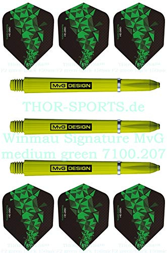 THOR-DARTS Unisex – vuxen Wi_SigMvG_48+F2_Green Dartflights, grön, 1 set medium (3 stycken 48 mm)