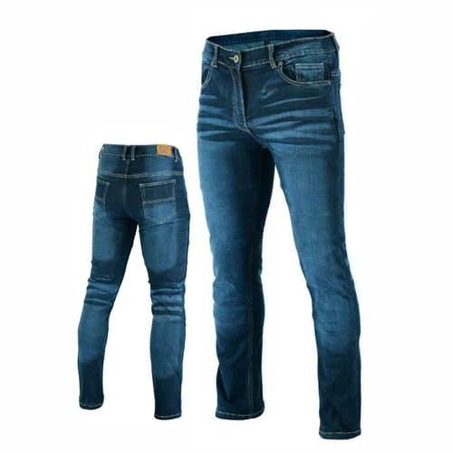 Bikers Gear Australia Blue Stetch Jeans da Uomo con Rivestimento in Kevlar, Elasticizzati, Comodi da Indossare, con Armatura CE Rimovibile, Blu, 50
