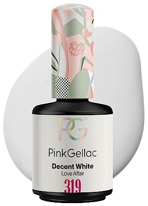 Pink Gellac UV Gel Nagellack - 319 Decent White 15 ml - Lang Anhaltend UV Nagellack Weiß - Gel UV für 14 Tage Nägel in Salonqualität - Made in Holland