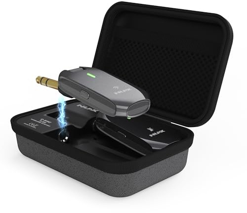 NUX C-5RC 5.8GHz Wireless Guitar System for Active or Passive Pickup Guitar, Charging Case included, UHF Guitar Wireless Transmitter Receiver Low Interference, Auto Match