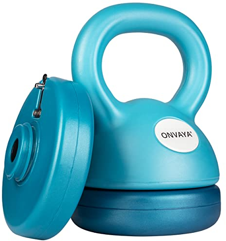 ONVAYA® Kettlebell Set | Petrol-Blau | Verstellbare Kettlebell mit variablen Gewichtsscheiben: 2-5,5 kg | Platzsparendes Kugelhantel Set