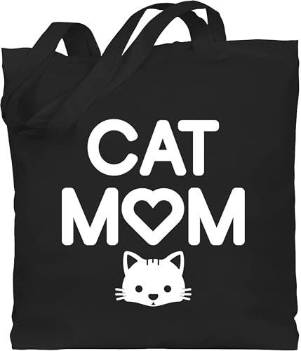 Shirtracer - Baumwolltasche - Sprüche Statement mit Spruch - Cat Mom Katzenkopf