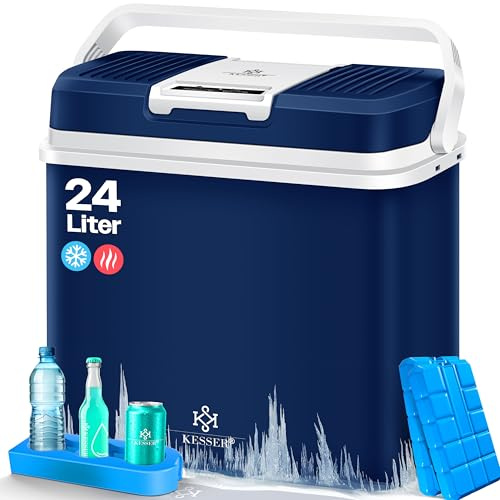 Kesser® Glacière 24 litres | REFROIDIT et RÉCHAUFFE | Glacière thermoélectrique 12 Volts et 230 Volts | Mini-réfrigérateur | pour la Voiture et Le Camping