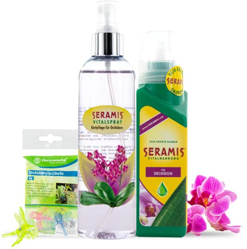W West Boxx Set aus Orchideendünger 200ml und Blattspray 250ml, nährende Pflege für Orchideen inkl. 6x Pflanzenclips zum Befestigen
