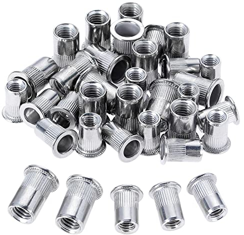 HSEAMALL 100PCS M6 M8 Rivet Nuts Stainless Steel Rivnut Threaded Insert Nut Riveter Set Blind Rivet Nut Assortment For Metal, Wood,Aluminium