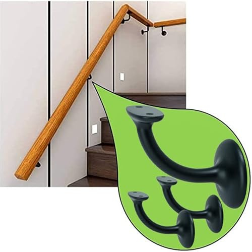 Parpyon® Supporti per corrimano a muro Staffe tubo passamano legno o Ferro accessori per ringhiere, Reggi Tubi con tasselli e viti prodotto italiano (Supporti V42, Nero-42)