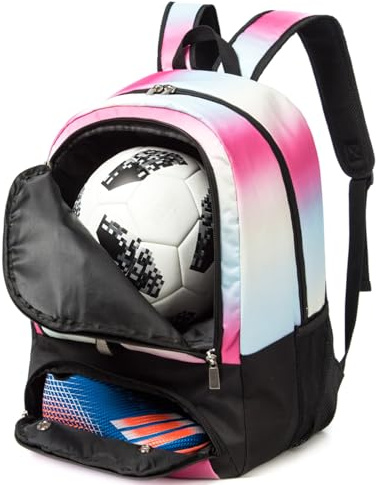 Kioqiear Soccer Bag,Soccer Backpack for Basketball & Volleyball & Football,Sports Bag with Ball Compartment.(PINK)
