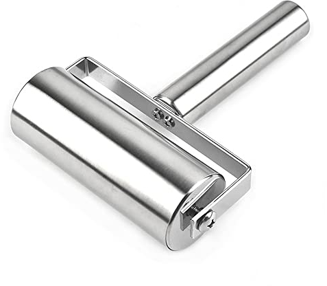 Roysmart Edelstahl Nudelholz, Metall Teigroller Klein Anti-Rost Nudelholz Perfekt Backzubehör für Fondant, Pizza, Kuchen, Nudelteig und Mürbeteig (L)