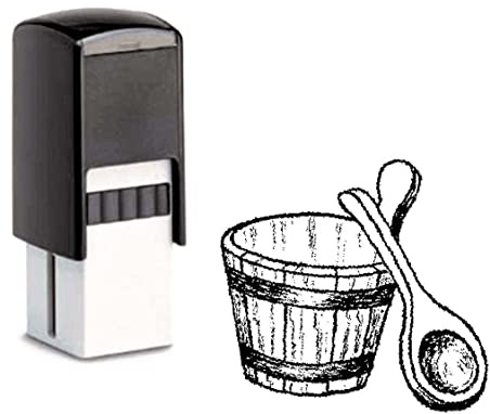 Bonuskartenstempel mit Motiv Sauna Aufguß - saunieren Saunagang Stempel inkl. Stempelkissen für Bonuskarte Rabattkarte Kundenkarte 10 x 10 mm