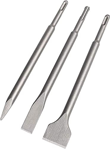 OITTo 3-teiliges Drucklufthammer-Meißel-Bit-Set, elektrischer Abbruchhammer, Betonbrecher, Fliesen, Ziegelspitze, Flacher, erweiterter Flachmeißel