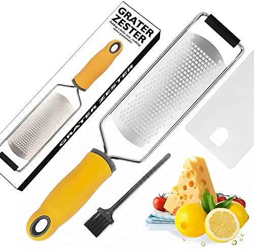 Grattugia per formaggio e scorza di limone, grattugia per aglio allo zenzero con lama larga in acciaio inossidabile, utensili da cucina e gadget per cioccolato, verdure, arancia, agrumi