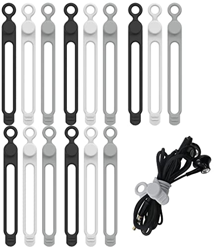 SURALIN Bridas para cables de silicona, plegables y reutilizables – Paquete de 15 unidades