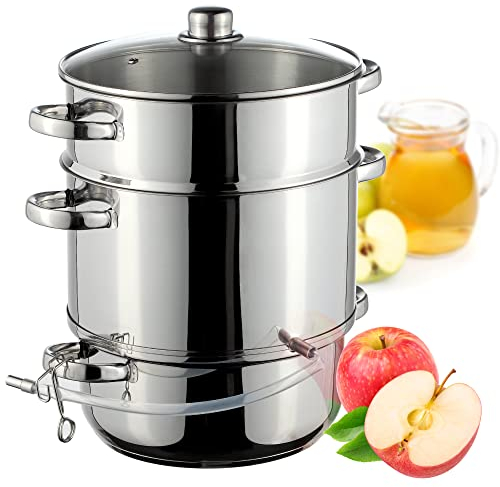 KADAX Exprimidor de vapor de 8 L de acero inoxidable con tapa de cristal, apto para lavavajillas, exprimidor de vapor para todas las cocinas, incluida inducción (plata)