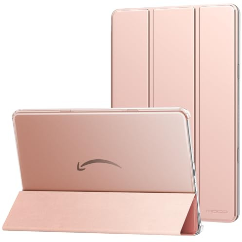 MoKo Hülle für Amazon Fire Max 11 Tablet (13. Generation, 2023) 11, Dünne Leichte PU Leder Tablet Hülle für Kindle Fire 11 Tablet Transluzente PC Rückseite mit Auto Schlaf/Aufwach, Roségold