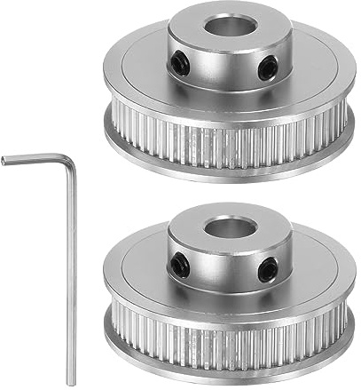 sourcing map 2Stk 2GT Umlenkrolle 60 Zähne 8mm Bohrung 40mm Durchmesser Aluminum Zahnriemen mit 2mm Sechskant Schlüssel für 6mm Breite Gürtel 3D Drucker CNC Maschine Zubehör Silberton