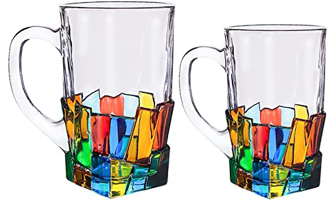 esmen Bicchieri di Vino Boccali di Birra Boccale di Birra colorato Boccale da tè per Uso Domestico Bar Bicchiere per Bevande in Vetro Grande capacità Cucina Ristorante Bar Bicchieri Tazza di Vetro
