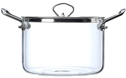 Casserole en verre transparent avec couvercle - 2 l - Chauffante - En verre transparent - Avec couvercle - Pour salade à soupe, nouilles instantanées - Pour bébé - 2 l - Transparent - 20 x 17 cm