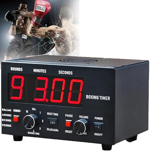 ZHIXUMM Temporizador De Intervalos De Boxeo Profesional, CronóMetro De Carrera, CronóMetro De Intervalos De Gimnasio con Pantalla Led, Tiempo De Entrenamiento Seleccionable Y Repeticiones De Ciclo
