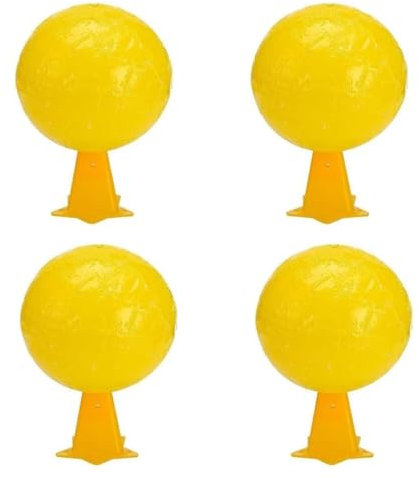 Lot de 4 Pièges Jaunes Boules D'insectes Collantes, Boule Anti Mouche, Intérieur Anti Moucheron, Naturel Et Écologique Piège, Boule Collante Anti Mouche pour Cuisine